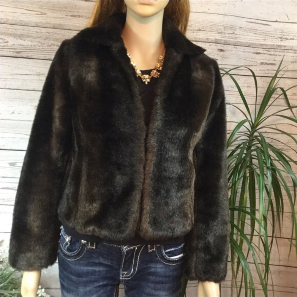 FAUX MINK DARK BROWN BEAUTIFUL ANN TAYLOR
